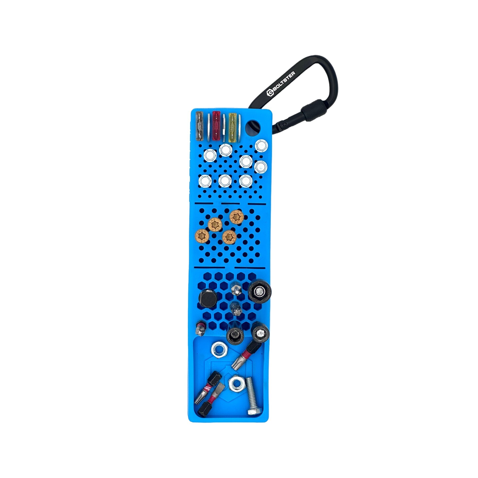 Boltster Bitster 2.0 Bit and Screw Organizer — 8in. x 2in., High Strength Silicone, Blue, Model# BTS-100004B